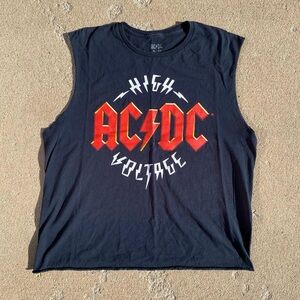 Vintage Black AC/DC sleeveless muscle tee